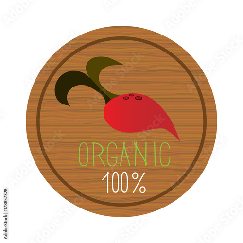 badge 100% organic with beet