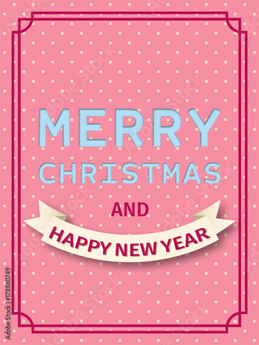 Christmas card in retro style. Vintage Merry Christmas greeting postcard. Vector illustration.
