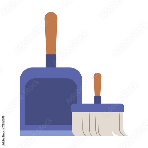 dustpan and hand broom in colorful silhouette