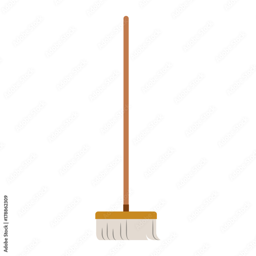 broom with wooden stick in colorful silhouette broom with wooden stick in colorful silhouette