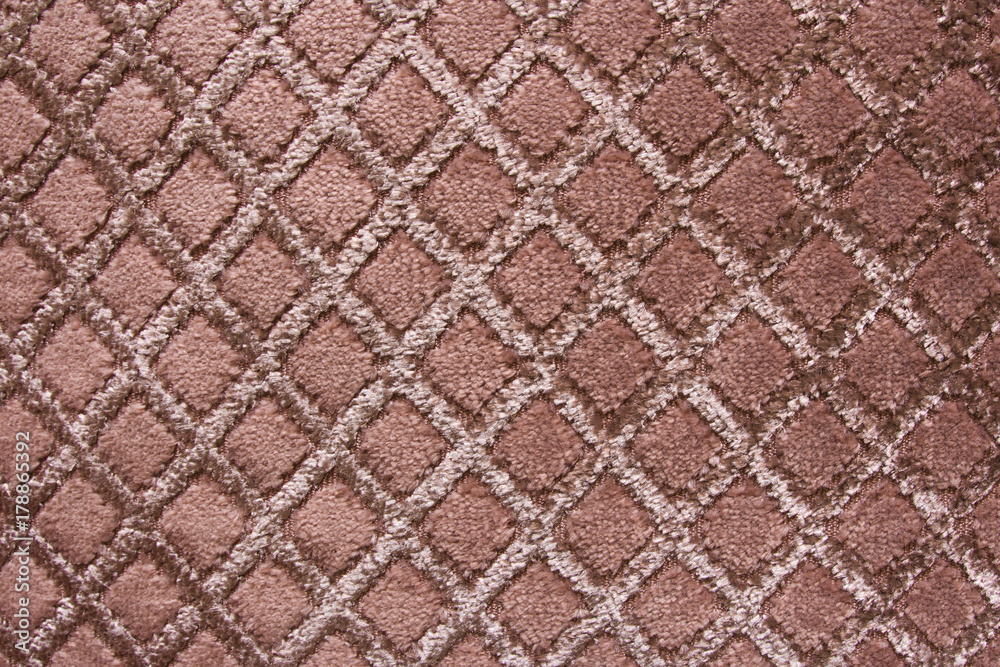 Fototapeta premium Texture of natural linen fabric in pattern brown color close-up in vintage style