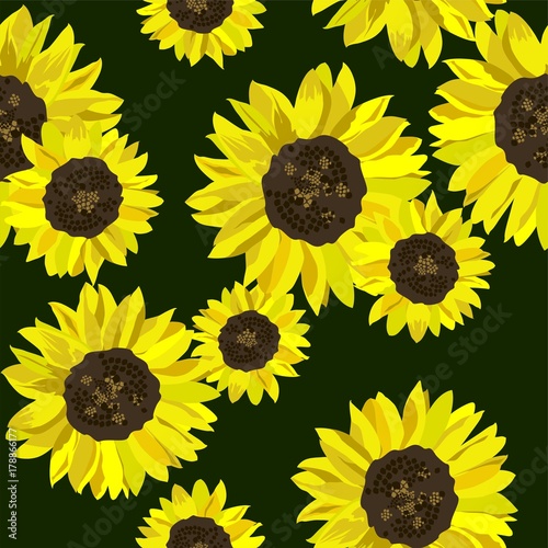 Summer wallpaper with yellow sunflowers