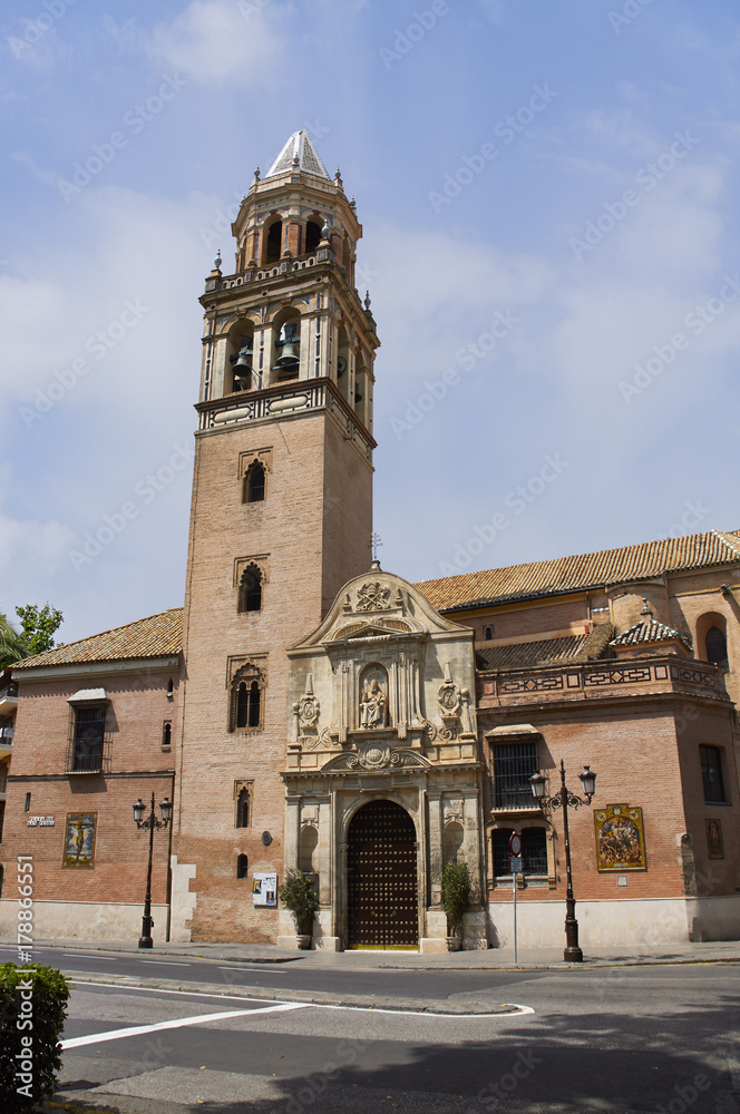 Historic buildings and monuments of Seville, Spain. Spanish architectural styles of Gothic. Santa Catalina