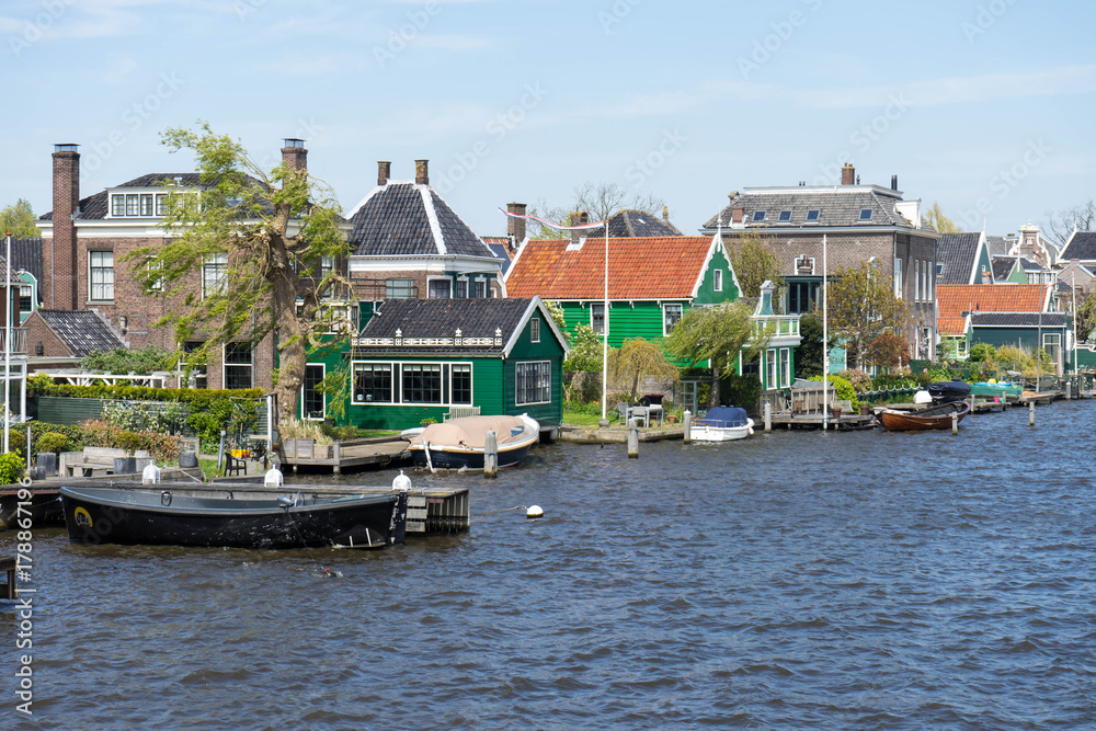 Traditional dutch houses in Zaandam, Netherlands