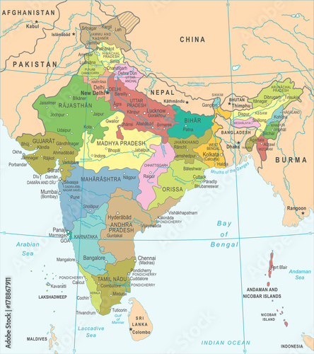 India Map - Vector Illustration