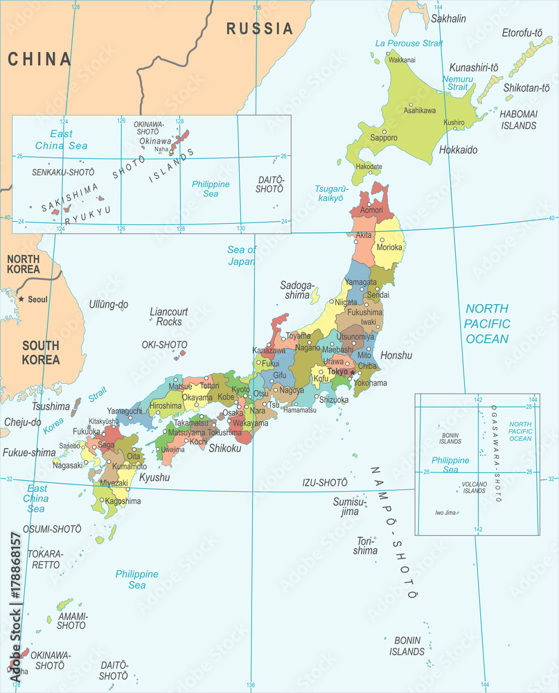 Naklejka premium Japan Map - Vector Illustration