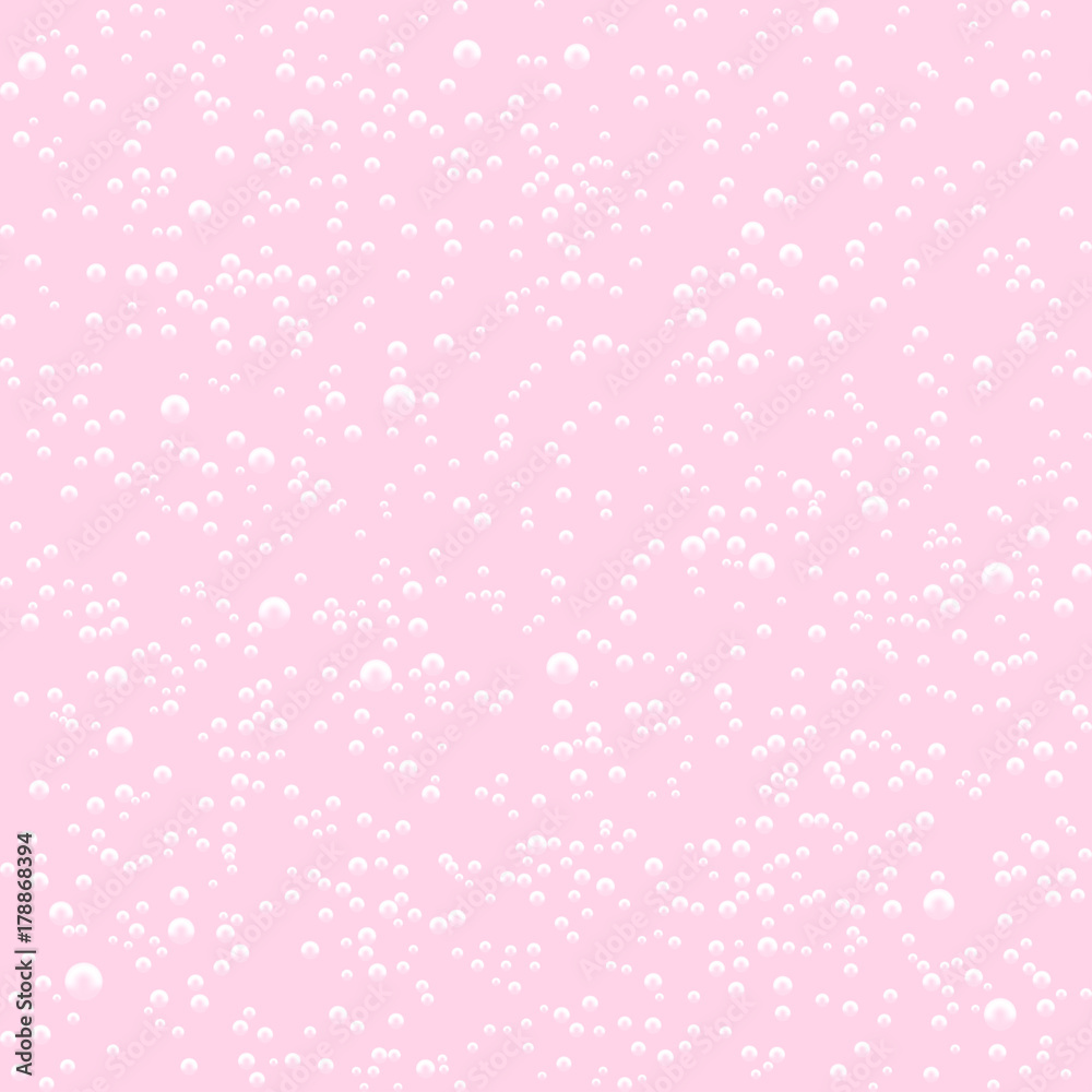 Vector Seamless pattern of pink milk shake bubbles. Vector illustration.