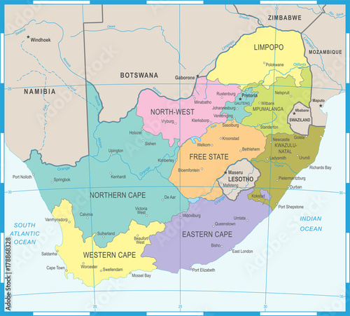 South Africa Map - Vector Illustration