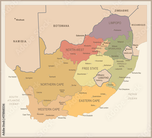 South Africa Map - Vector Illustration