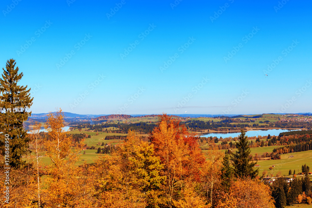 Mountain lake and  view to Bavarian Alps