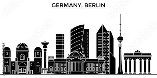 Germany, Berlin architecture skyline, buildings, silhouette, outline landscape, landmarks. Editable strokes. Flat design line banner, vector illustration concept. 
