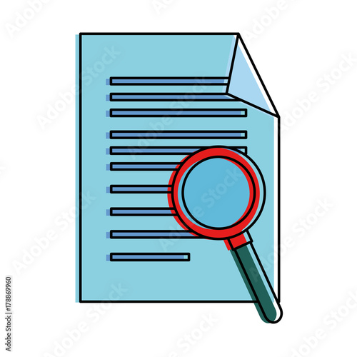 document with magnifying glass isolated icon vector illustration design