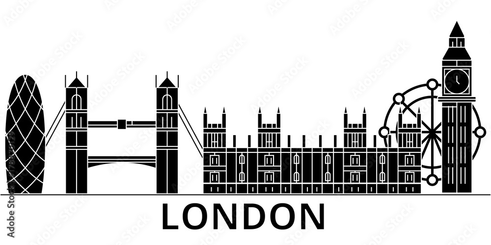 London architecture skyline, buildings, silhouette, outline landscape ...