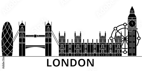 London architecture skyline, buildings, silhouette, outline landscape, landmarks. Editable strokes. Flat design line banner, vector illustration concept. 