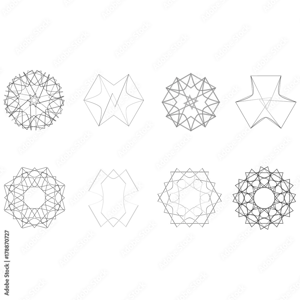 Geometric set stars and flowers for gifts and holidays pattern vector EPS10 Geometric set stars and flowers for gifts and holidays pattern vector EPS10
