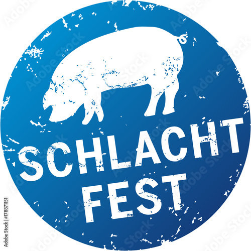 zerkratzter Button Schlachtfest mit Silhouette Schwein