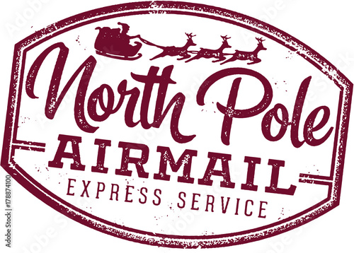 Fotografie, Obraz North Pole Santa Airmail Stamp