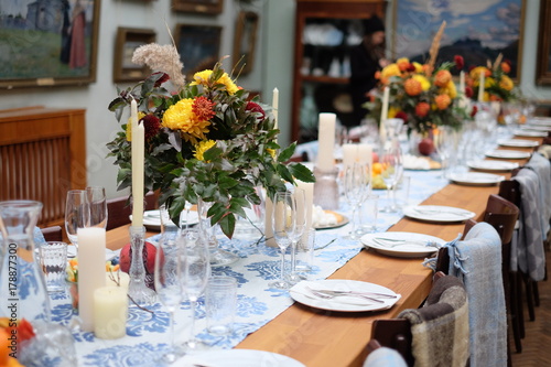 serving Banquet table for a dinner brunch