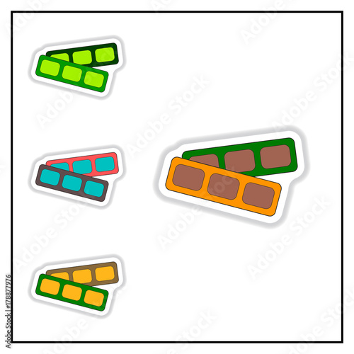 Collection of Vector illustration in paper sticker style cinema blank ticket
