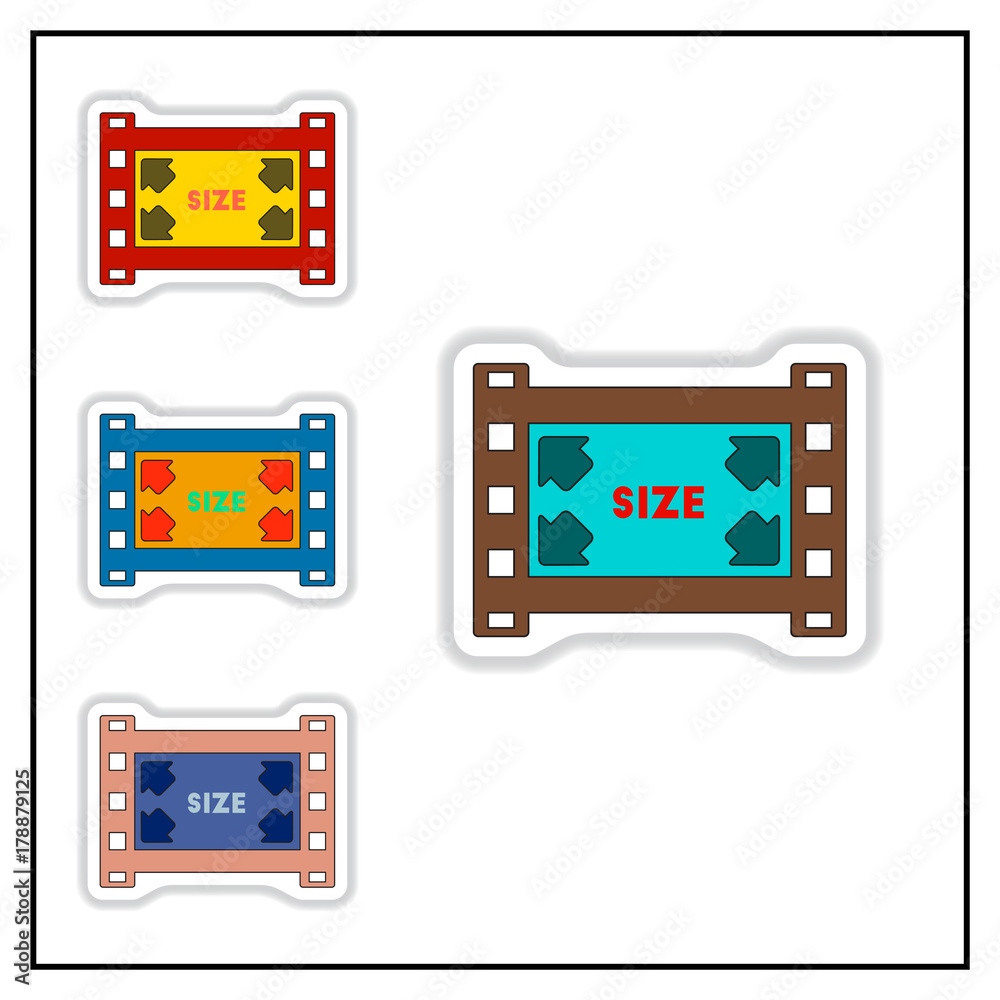 Collection of Vector illustration in paper sticker style filmstrip size Collection of Vector illustration in paper sticker style filmstrip size
