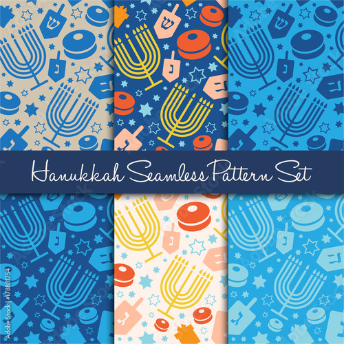 Happy Hanukkah holiday seamless pattern or background. photo