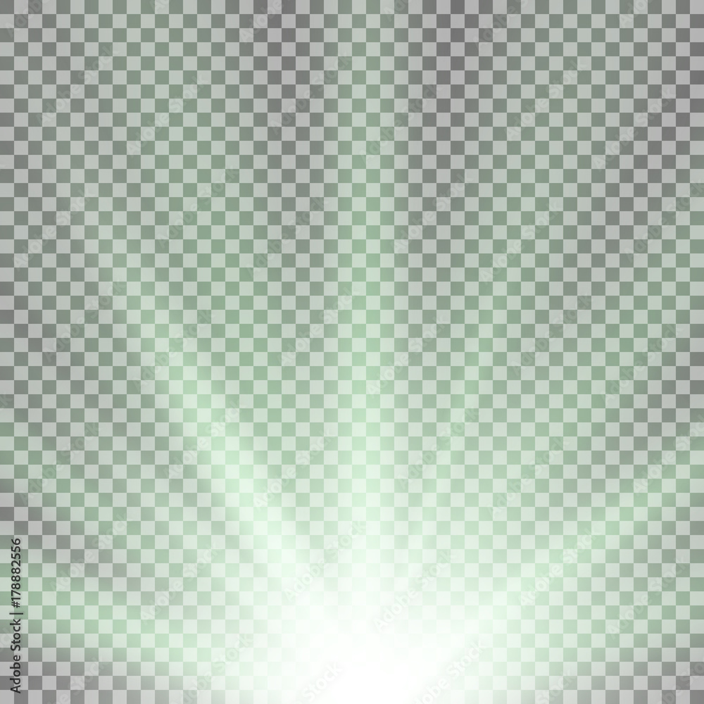 Rays of light from below, green color Rays of light from below, green color