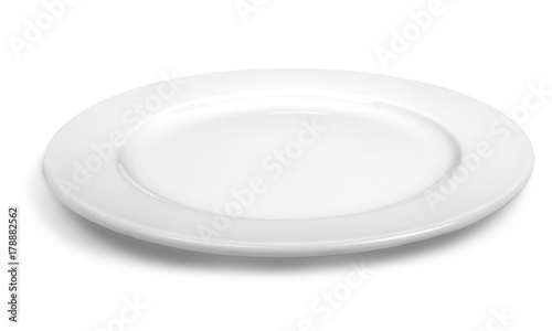Empty white circle Plate on background