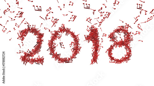 new year 2018 made from musical notes