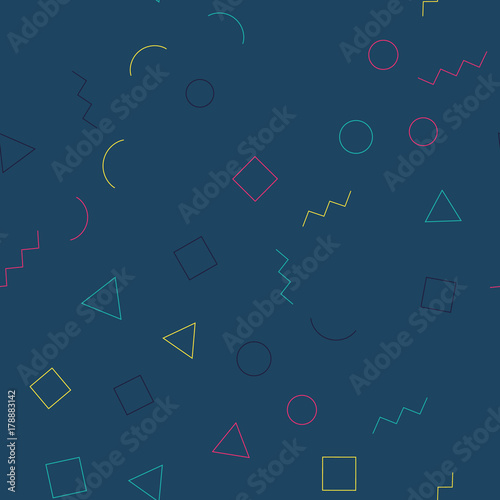 Seamless memphis geometric pattern. Vector background.
