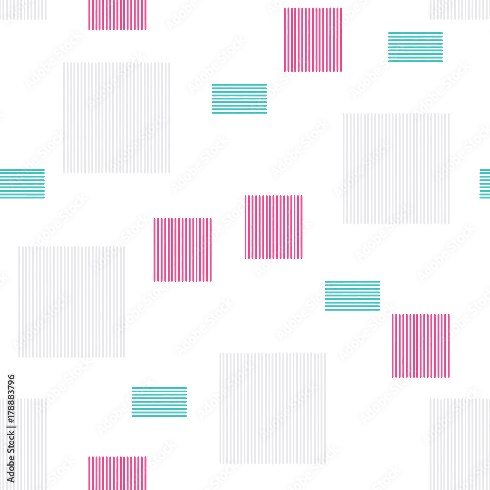 Repeating pattern with small squares with stripes on a white background. Seamless vector pattern.