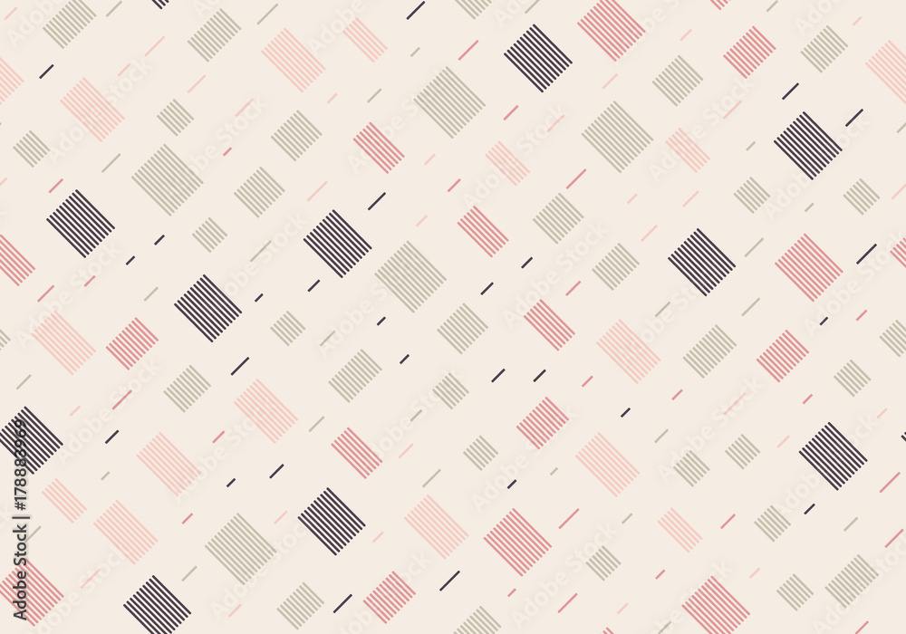 Seamless pattern with rectangles with lines on a beige background. Vector repeating texture.
