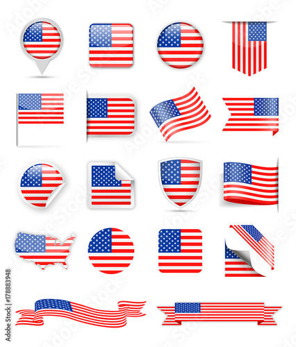 United States Flag Vector Set