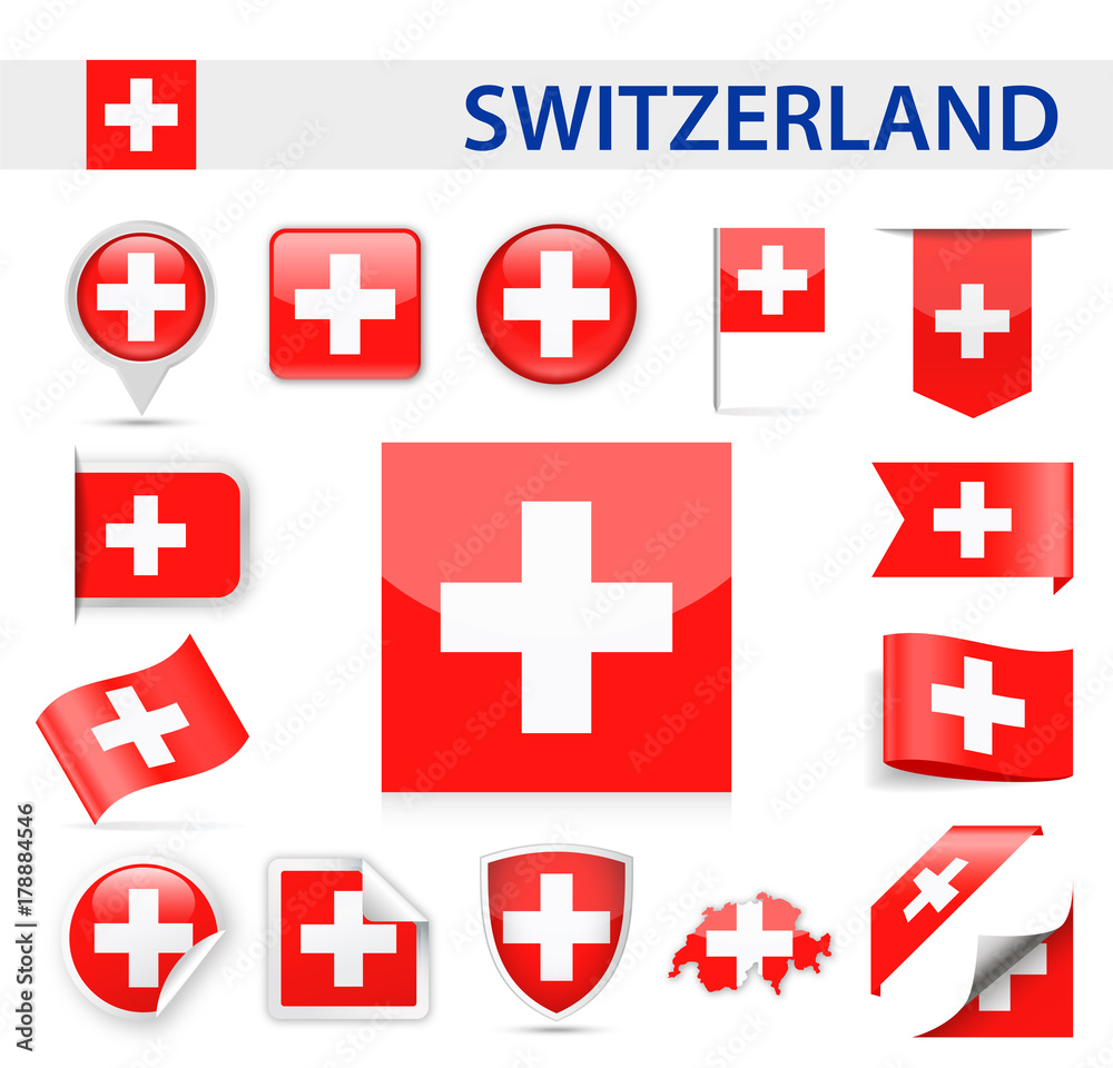 Fototapeta premium Switzerland Flag Vector Set