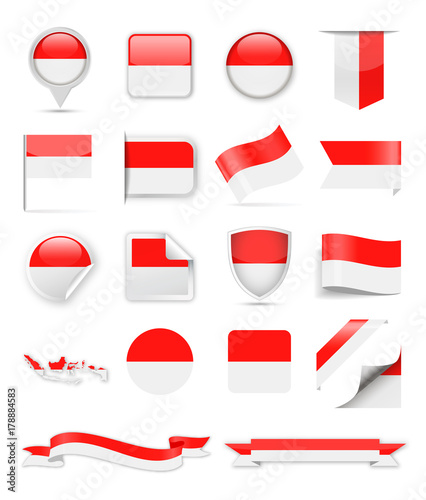 Free Download Indonesia Flag Vector Set - GFXLoad