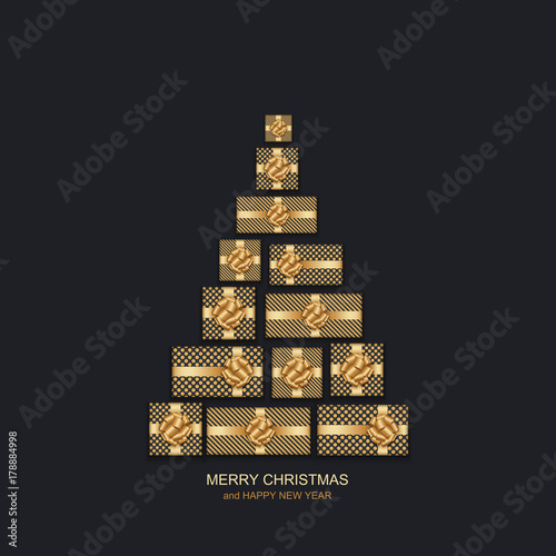 Vector modern Christmas or 2018 Happy New Year winter holiday invitation card background.