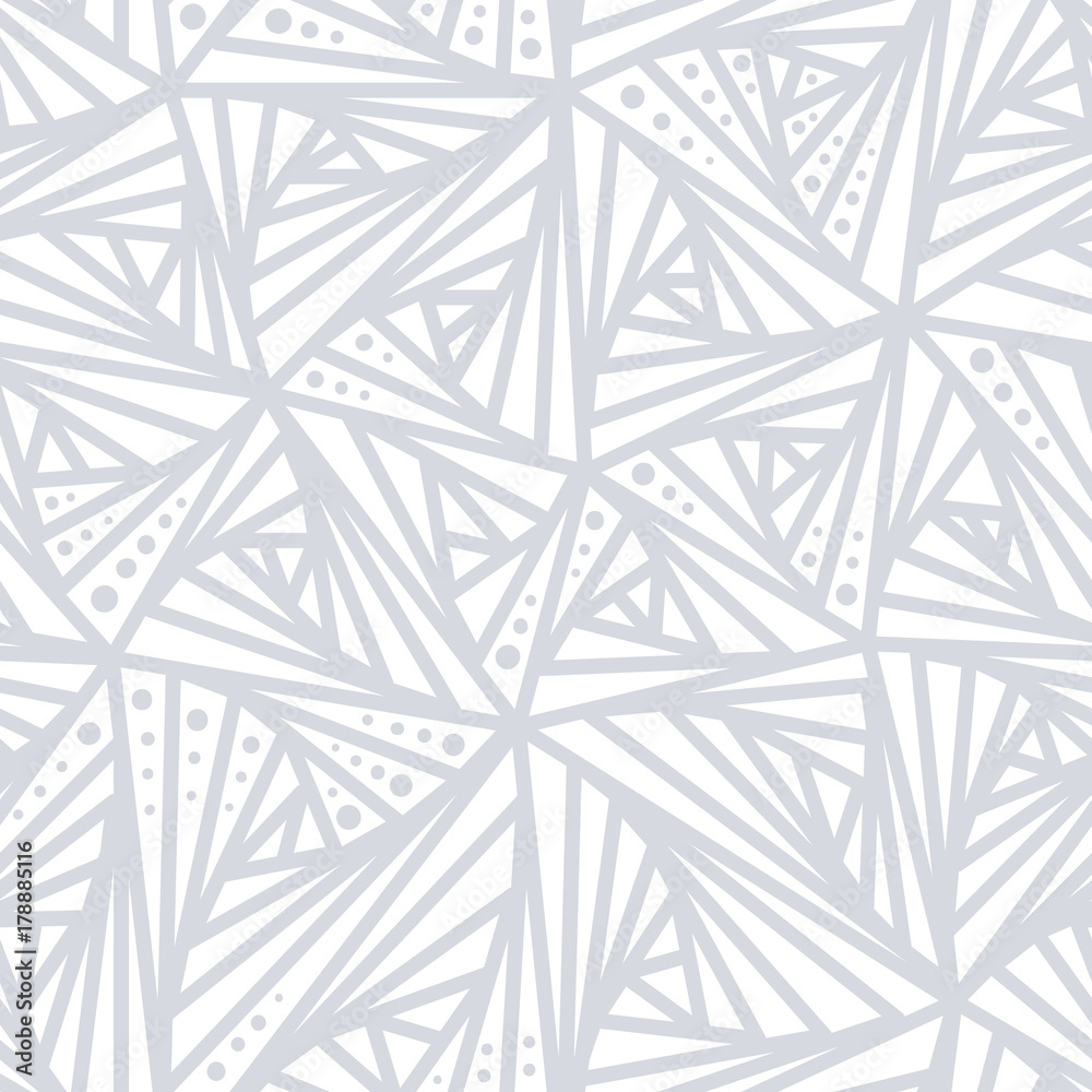 Seamless light geometric pattern. Grey and white lines and dot background.  Simple design decoration for wallpaper Stock-Vektorgrafik | Adobe Stock