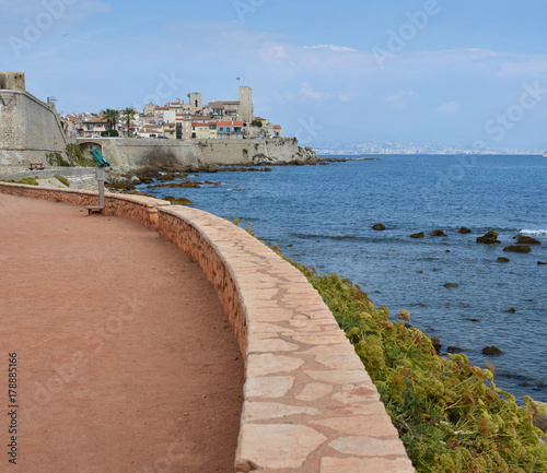 Antibes Promenade Old Town and Wall, Provence, France photo