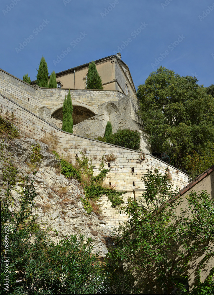 Steps and ramps Up to Gardens of The Popes, Avignon