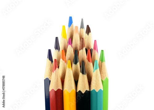 Color pencils on white background. Beautiful color pencils.Color pencils for drawing. Isolated.