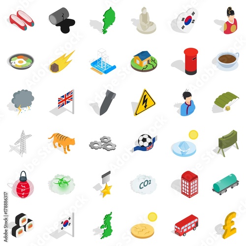 Culture icons set  isometric style