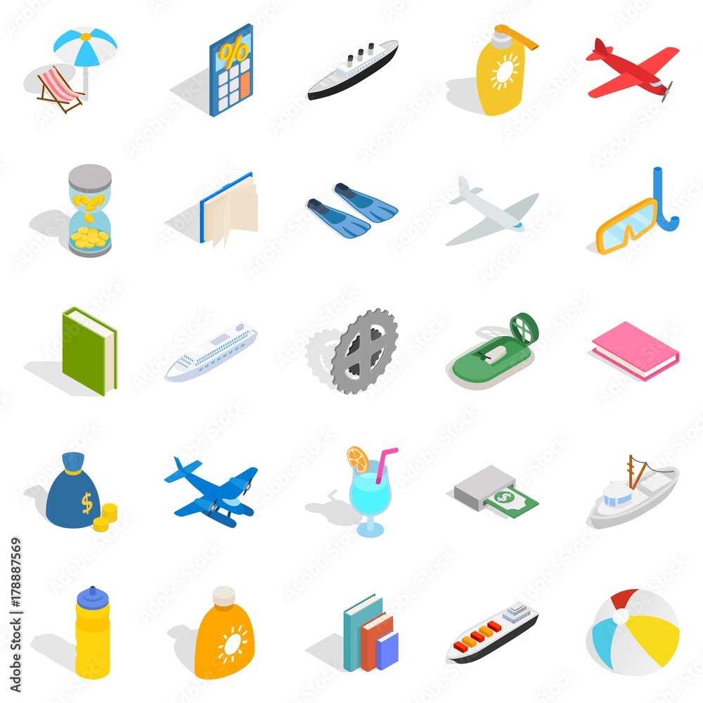 Naklejka premium Expensive toy icons set, isometric style