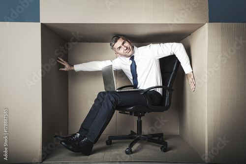 middle-aged man businessman growing, he needs more space