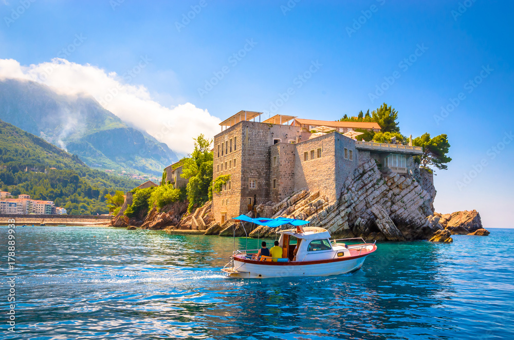 Sveti Stefan, old historical town and resort on the island. Montenegro.