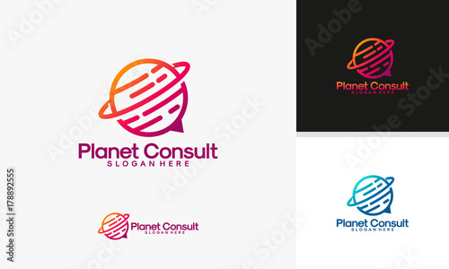 Planet Consult logo designs vector, Consulting Place logo template, Planet logo Template