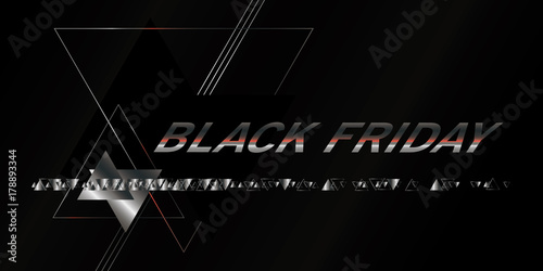 Black Friday, discounts, sale. Geometric, abstract, silver, vector illustration with triangles.