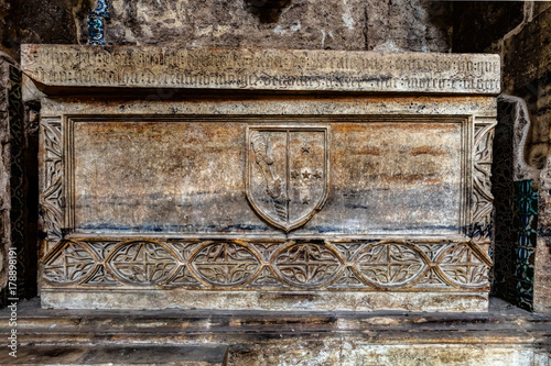 Medieval tomb in the Monastery of Santa Clara-a-Velha. Coimbra, Portugal. photo