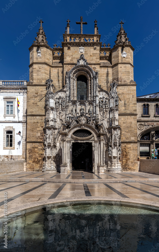Main facade of Santa Cruz Monastery. Coimbra, Portugal.