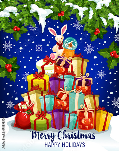 Christmas gift greeting card for winter holidays