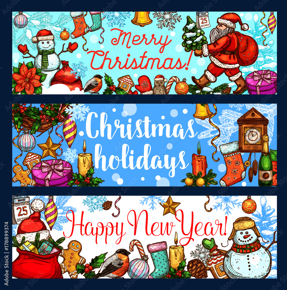Fototapeta premium Christmas holiday and New Year celebration banner