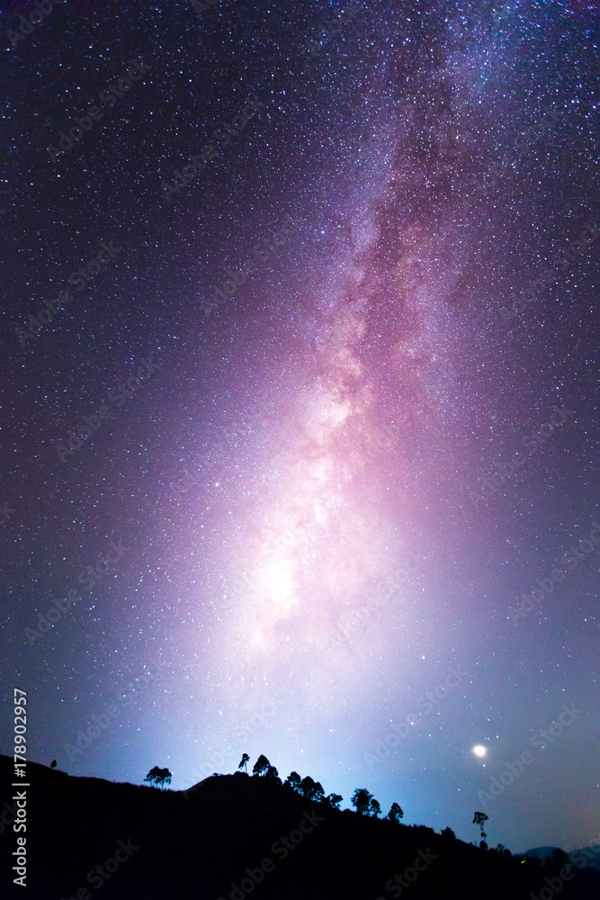 Milky way galaxy with stars and space dust in the universe. astronomy.